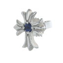 クロムハーツ Chrome Hearts 18K No2 CH CRS 1SAP 18KCHクロススタッド 1ブルーサファイヤ ホワイトゴールドピアス(ホワイトゴールド×ブルー 1.07g)【117052】【SJ02】【小物】【中古】bb467#rinkan*B