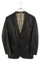 バーバリーブラックレーベル Burberry Black Label サイズ:S 01438-05 裏地ノヴァチェックレザーテーラードジャケット(ブラック×ベージュ)【317052】【BS99】【メンズ】【中古】bb297#rinkan*B
