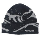 アークテリクス ARCTERYX GROTTO TOQUE グロットトークロゴ刺繍総柄ビーニー(ブラック×グレー)【517052】【FK04】【小物】【中古】bb223#rinkan*B