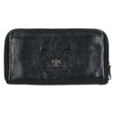 クロムハーツ Chrome Hearts REC F ZIP BS BSフレア装飾ラウンドジップレザーウォレット財布(ブラック×シルバー)【317052】【OK15】【小物】【中古】bb422#rinkan*B