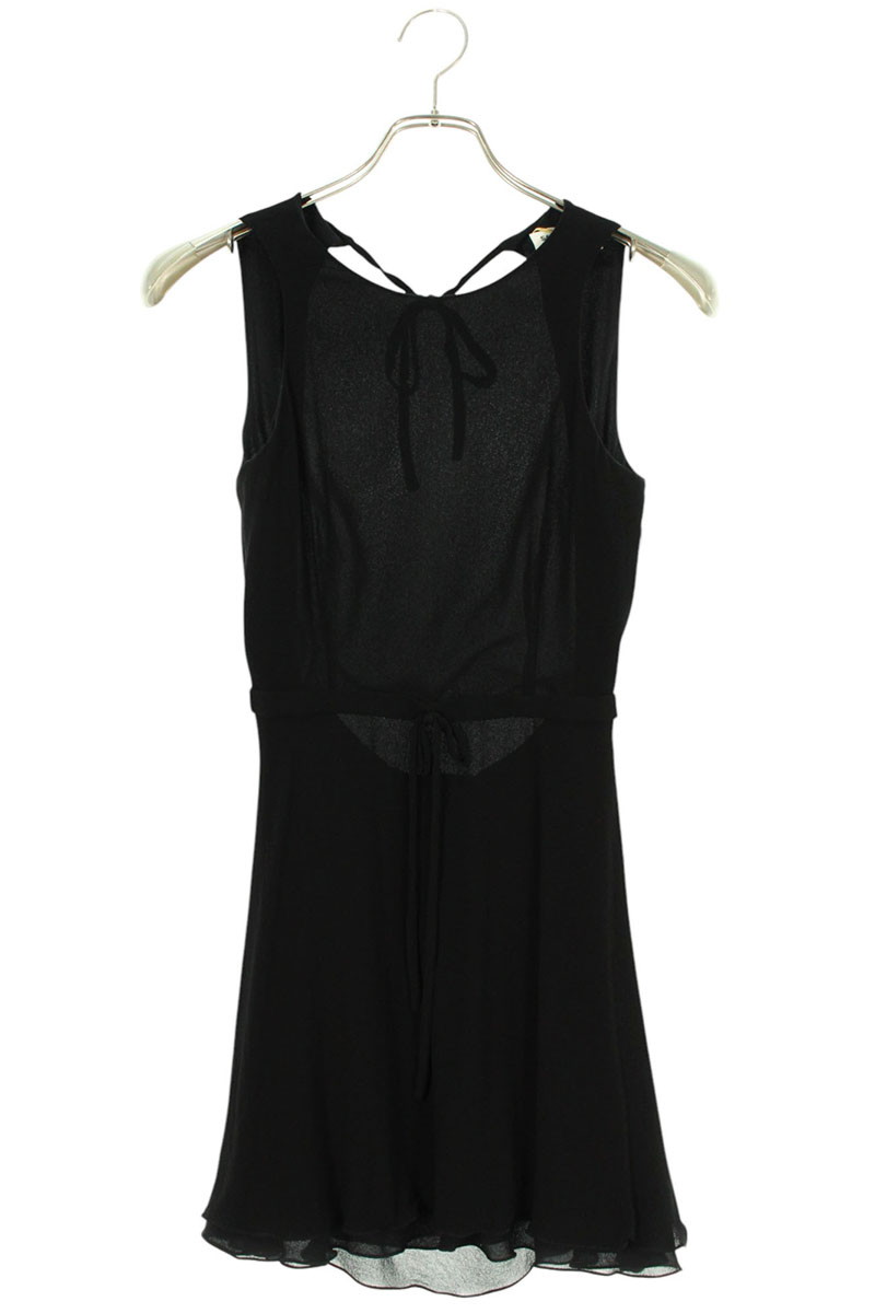 サンローランパリ SAINT LAURENT PARIS サイズ:F34 23SS 729754 Y103W バックオープンスリーブレスワンピース(ブラック)【227052】【BS99】【レディース】【中古】bb380#rinkan*B