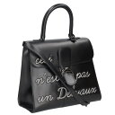 デルボー DELVAUX サイズ:MM ルーモアMM AA0558AAM099ZPN マグリットコレクション ボックスカーフ 2WAYハンドバッグ(ブラック×ホワイト)【717052】【BS99】【小物】【中古】bb30#rinkan*B