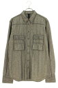 クロムハーツ Chrome Hearts サイズ:M ARMY FBRC BS FLUER アーミーシャツ BSフレアボタンミリタリー長袖シャツ(グレー×シルバー)【417052】【SJ02】【メンズ】【中古】bb17#rinkan*B