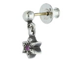 クロムハーツ Chrome Hearts TNY STR 1SAP タイニースタードロップ1ピンクサファイア 1ピンクサファイア シルバーピアス(シルバー×ピンク 1.28g)【227052】【OM10】【小物】【中古】bb422#rinkan*B