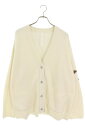 クロムハーツ Chrome Hearts サイズ:L OVERCAST CARDIGAN ハラコクロスパッチクロスボタンカシミアニットカーディガン(オフホワイト×シルバー)【517052】【SJ02】【メンズ】【中古】bb17#rinkan*S