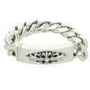 クロムハーツ Chrome Hearts サイズ:11LINK ID FLORAL CRS フローラルクロスIDクラシック シルバーブレスレット(シルバー 113.79g)【817052】【SS07】【小物】【中古】bb212#rinkan*B