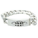 クロムハーツ Chrome Hearts サイズ:13LINK ID FLORAL CRS フローラルクロスIDクラシック オールドシルバーブレスレット(シルバー 105.12g)【027052】【OS06】【小物】【中古】bb346#rinkan*B