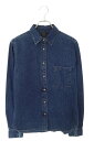 クロムハーツ Chrome Hearts サイズ:L LOOSEENDS LS ルーズエンド 袖クロスパッチ付きデニム長袖シャツ(インディゴ×シルバー)【617052】【SJ02】【メンズ】【中古】bb415#rinkan*S
