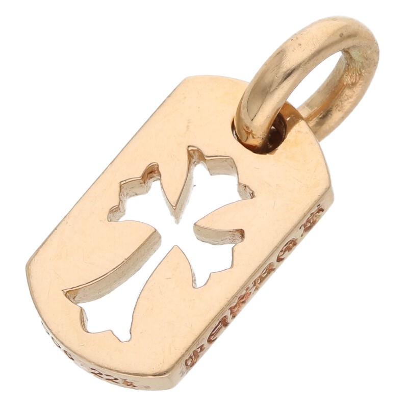 クロムハーツ Chrome Hearts　 22K DT TNY CO CRS タイニーカットアウトクロスドッグタグ チャーム ゴ..