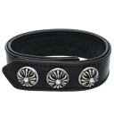 クロムハーツ Chrome Hearts 3BTN 2SNP クロスボール3ボタン2スナップ レザーブレスレット(ブラック×シルバー 総重量32.38g)【817052】【SS07】【小物】【中古】bb377#rinkan*B