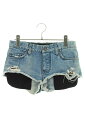 クロムハーツ Chrome Hearts サイズ:25インチ クロスボールボタンデニムショートパンツ(インディゴ×シルバー)【617052】【SJ02】【レディース】【中古】bb415#rinkan*B