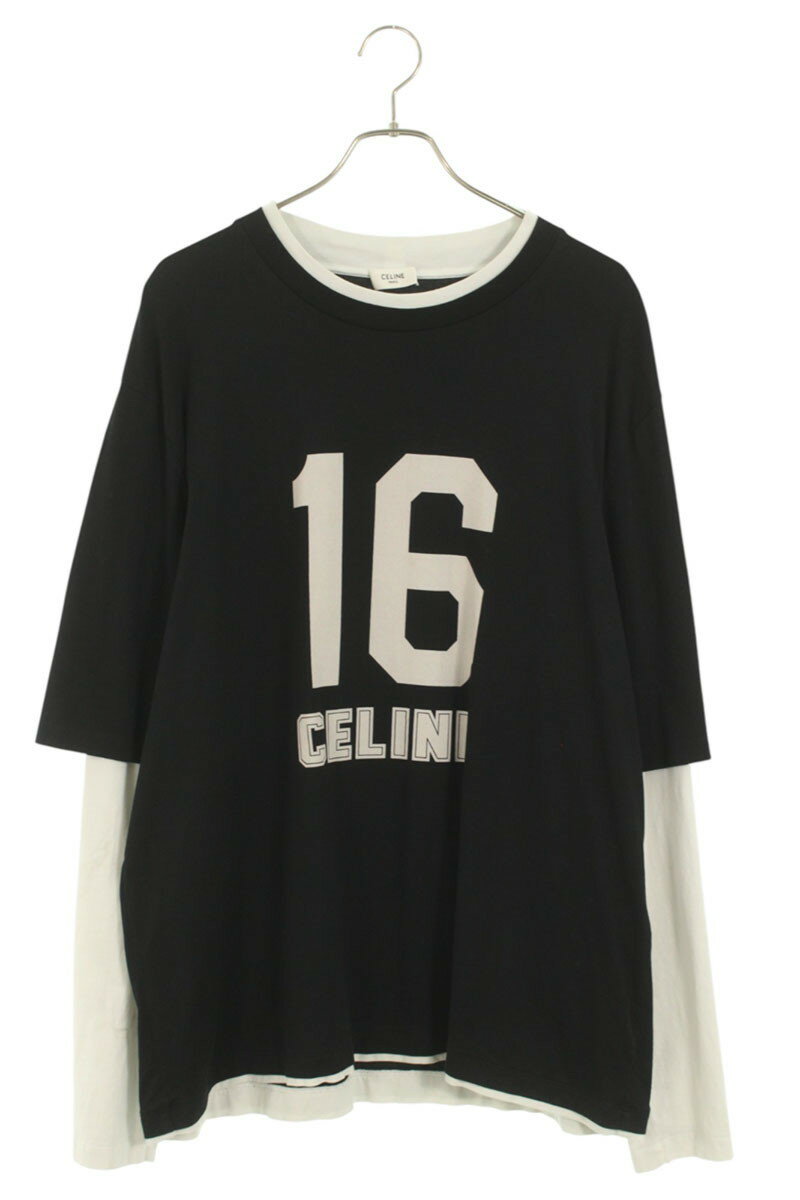 【関税・送料込】CELINE 長袖 レイヤード Tシャツ コットン ロゴ 楽天市場】CELINE Tシャツ(長さ(袖)長袖)(メンズ