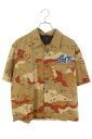クロムハーツ Chrome Hearts サイズ:L Matty Boy Sex Records Short sleeve shirt Camo クロスボールボタン迷彩カモ半袖シャツ(ブラウン)【027052】【SS07】【メンズ】【中古】bb82#rinkan*B