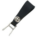クロムハーツ Chrome Hearts BELT LOOP クロスボールボタンレザーベルトループ(ブラック×シルバー 総重量24.25g)【427052】【...