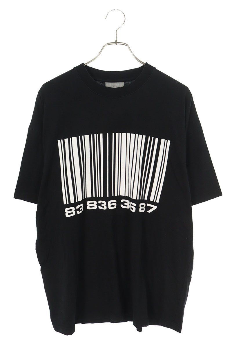 ブイティーエムエヌティーエス VTMNTS　サイズ:L VL12TR120B ビッグバーコードプリントTシャツ(ブラッ..