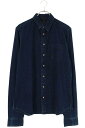 クロムハーツ Chrome Hearts サイズ:L LOOSEENDS LS ルーズエンド 袖クロスパッチクロスボールボタンデニム長袖シャツ(インディゴ×シルバー)【127052】【SS07】【メンズ】【中古】bb87#rinkan*B