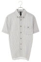 クロムハーツ Chrome Hearts サイズ:L クロスボールボタンボタンダウン半袖シャツ(グレー×シルバー)【327052】【SJ02】【メンズ】【中古】bb17#rinkan*B