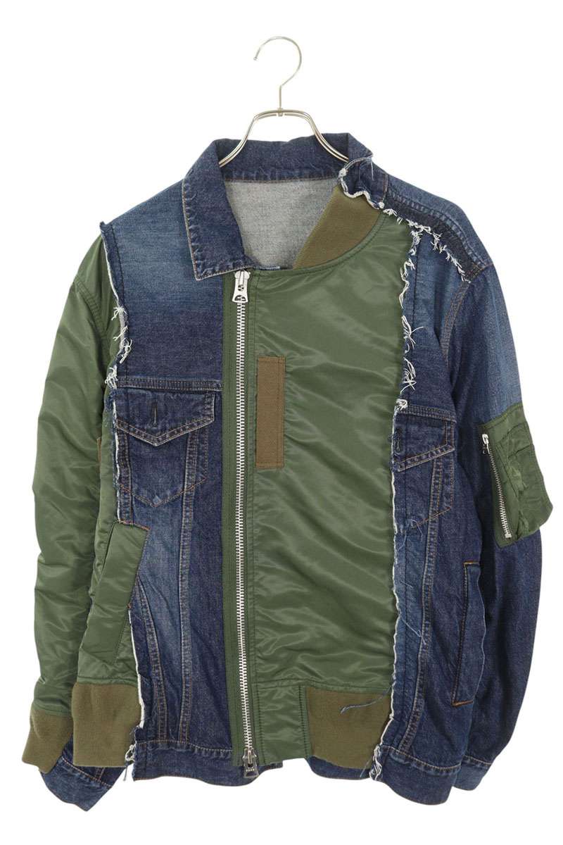 新品　全国完売　ＳＡＣＡＩ　19ＳＳ　ライダース型　ハイブリッド　ＭＡ-1　×　Ｇジャン　ＢＫ/ＢＫ　メンズ2 sacai | HOUYHNHNM（フイナム）