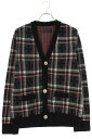 クロムハーツ Chrome Hearts サイズ:S BIG CITY チェック柄カシミアニットカーディガン(ブラック×レッド)【427052】【SJ02】【メンズ】【中古】bb415#rinkan*A