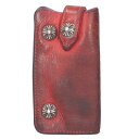 クロムハーツ Chrome Hearts KEY CASE クロスボールボタンレザーキーケース(レッド×パープル)【727052】【GZ11】【小物】【中古】bb315#rinkan*C