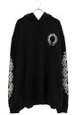 クロムハーツ Chrome Hearts サイズ:XXL SWTSHRT PLV 袖フローラルバックホースシュープリントプルオーバーパーカー(ブラック)【927052】【GZ11】【メンズ】【中古】bb376#rinkan*B