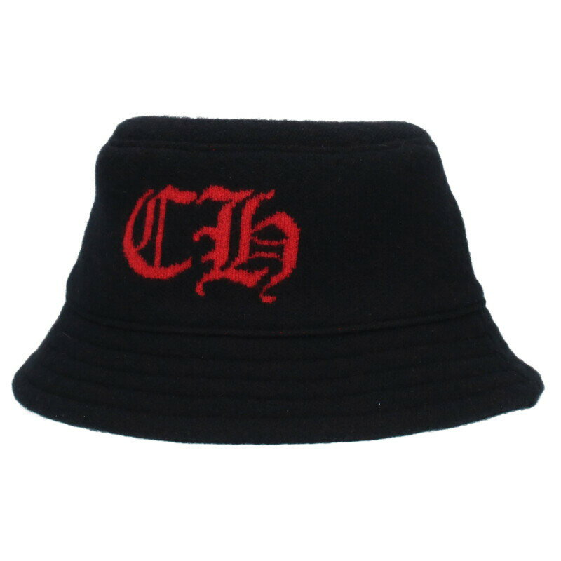 クロムハーツ Chrome Hearts サイズ:L CHロゴカシミアニットバケットハット(ブラック×レッド×シルバー)【108052】【OS06】【小物】【中...