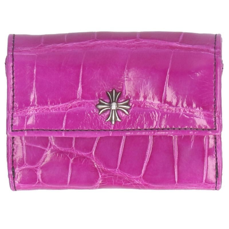クロムハーツ Chrome Hearts TINY WALLET アリゲーターレザー財布(パープル)【519052】【OK15】【小物】【中古】bb82#ri...
