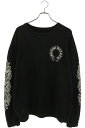 クロムハーツ Chrome Hearts サイズ:L SWTSHRT PLVR プルオーバー バックホースシュー袖フローラルプリントスウェット(ブラック)【608052】【BS99】【メンズ】【中古】bb379#rinkan*C