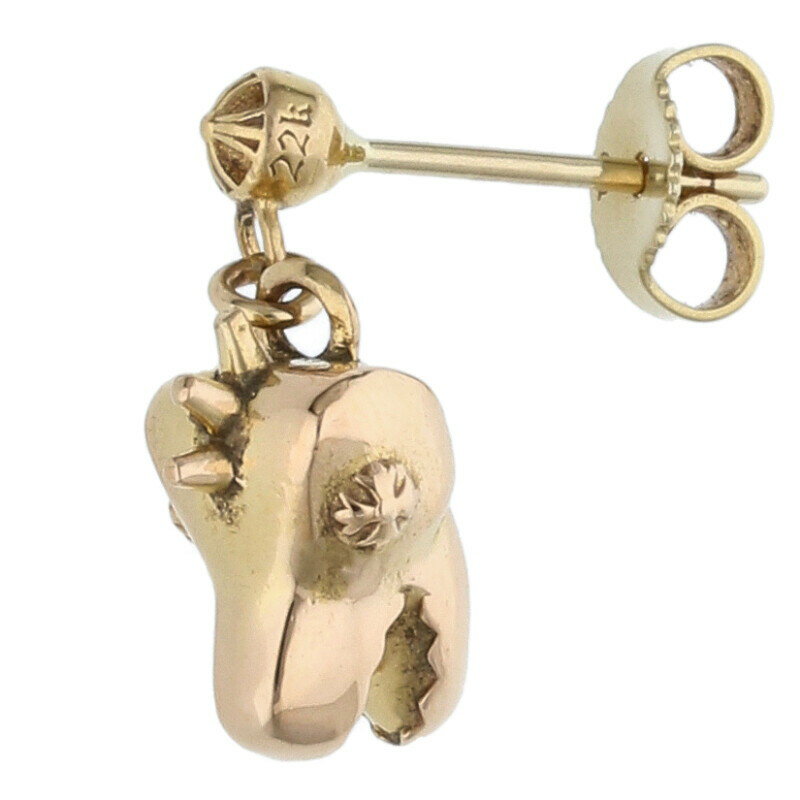 クロムハーツ Chrome Hearts 22K DINO HEAD DROP ディノヘッドドロップ ゴールドピアス(イエローゴールド 4.72g)【5080...