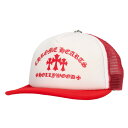 クロムハーツ Chrome Hearts TRUCKER CAP トラッカーキャップ セメタリークロスプリントメッシュクロスボール付き帽子(レッド×ホワイト×シルバー)【708052】【OS06】【小物】【中古】bb339#rinkan*B