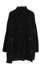 クロムハーツ Chrome Hearts サイズ:S MAHAL KITA クロスパッチクロスボタンオーバーサイズデニム長袖シャツ(ブラック×シルバー)【418052】【SJ02】【メンズ】【中古】bb415#rinkan*B