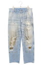 エムエムシックス MM6 サイズ:32インチ 25SS SH2LA0017 クラッシュリペアダスト加工デニムパンツ(インディゴ)【418052】【SB01】【メ...