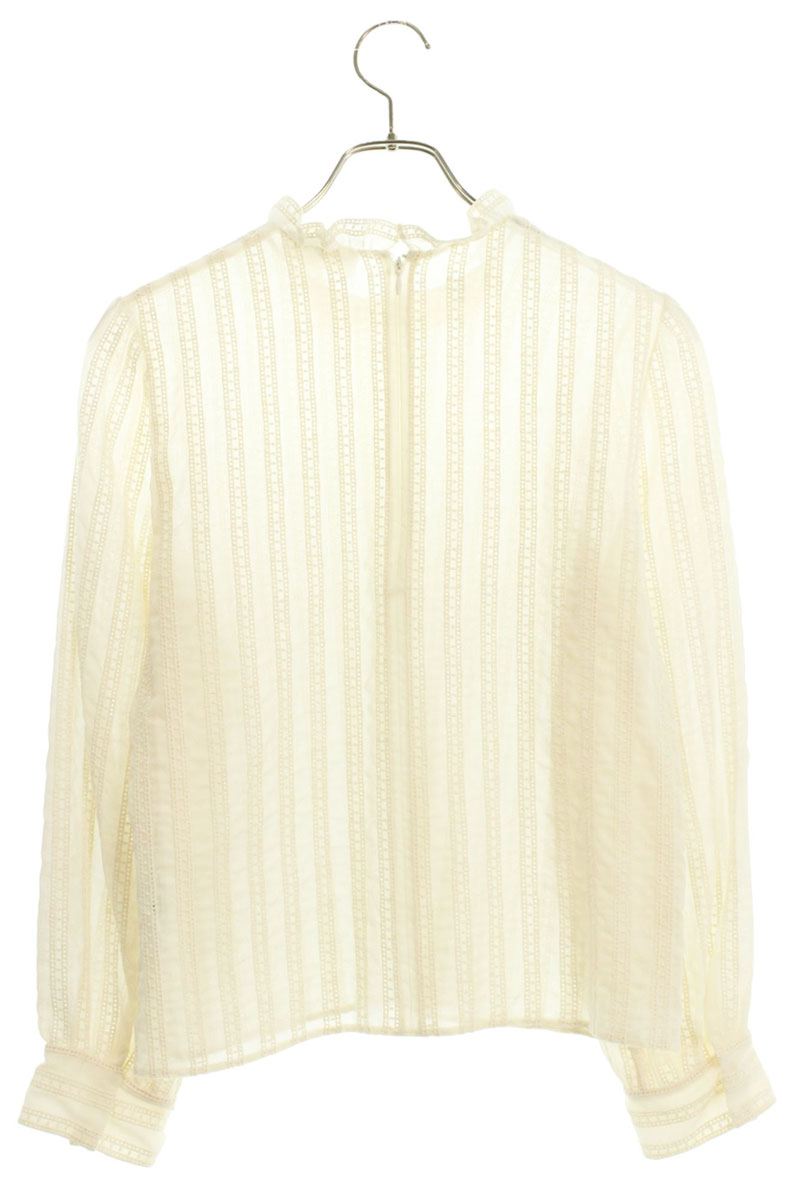 セリーヌ CELINE　サイズ:36 25SS RB00I0661 クロップドブラウス(オフホワイト)【109052】【BS99】【レディース】【中古】bb356#rinkan*A