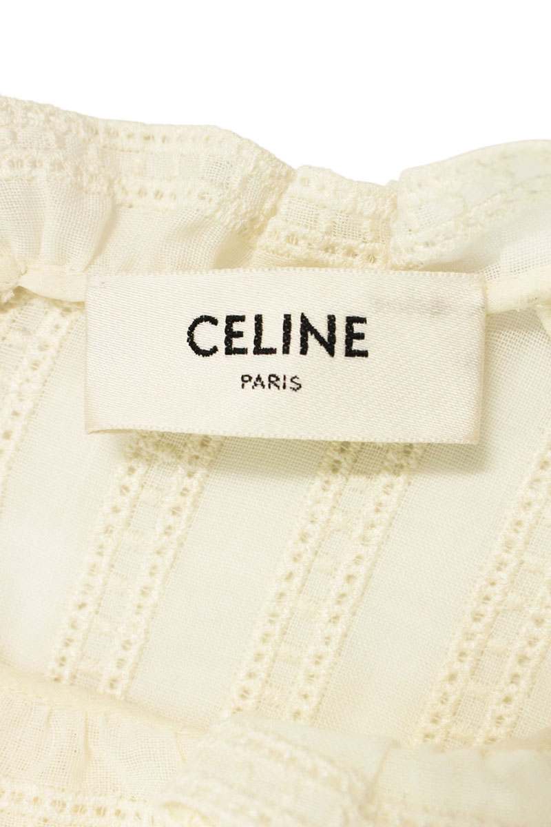 セリーヌ CELINE　サイズ:36 25SS RB00I0661 クロップドブラウス(オフホワイト)【109052】【BS99】【レディース】【中古】bb356#rinkan*A