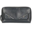 フェンディ FENDI モンスターレザーラウンドジップ財布(ブラック)【628052】【BS99】【小物】【中古】bb453#rinkan*B
