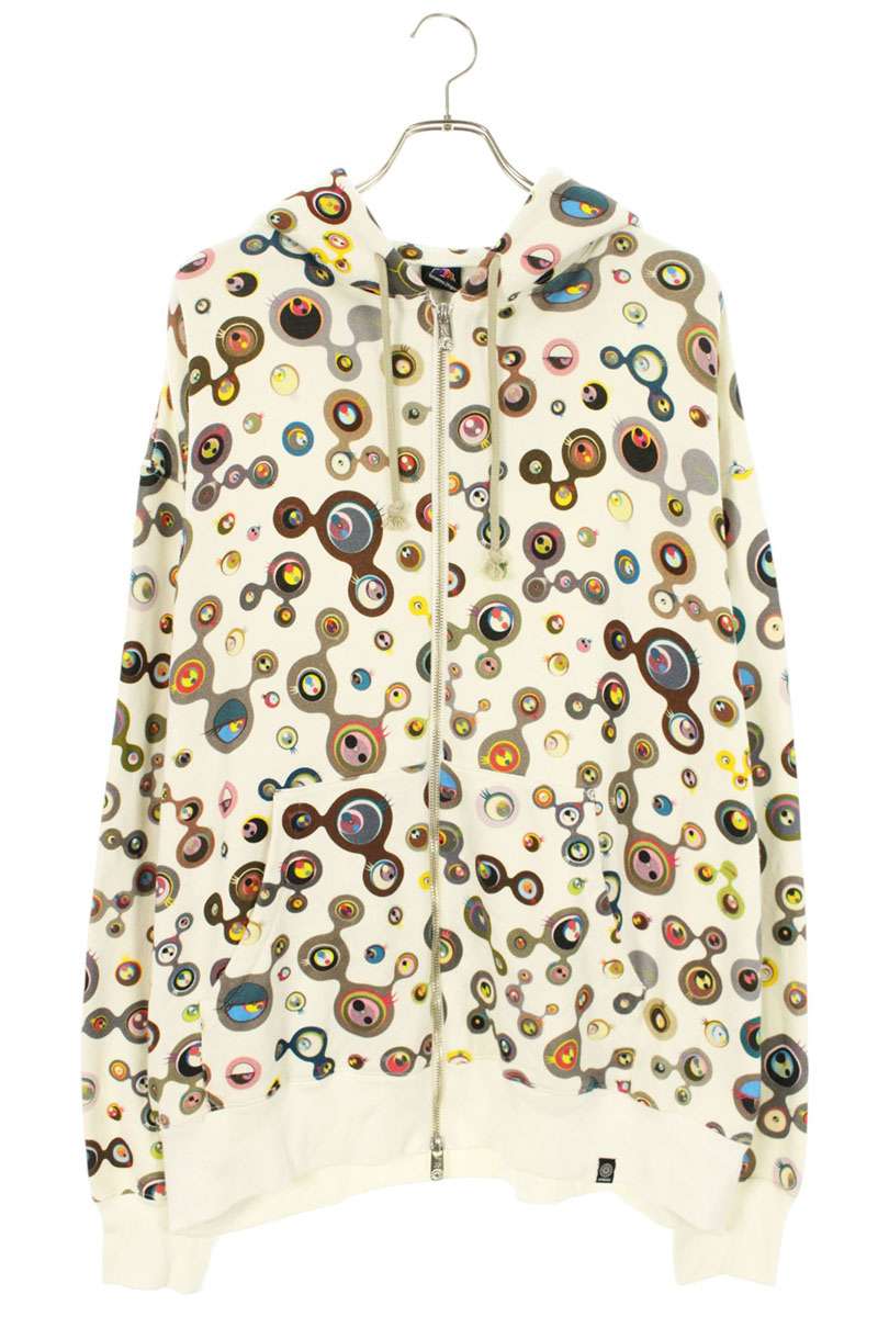 タカシムラカミ カイカイキキ TAKASHI MURAKAMI KAIKAI KIKI サイズ:XXL Jelly Fish Eyes Sweat Zip Hoodie ジェリーフィッシュジップアップパーカー(ホワイト)【728052】【BS55】【メンズ】【中古】bb33#rinkan*A