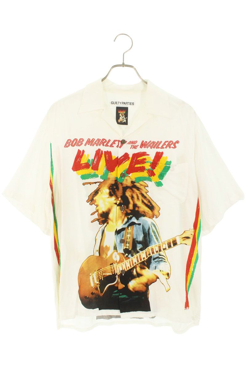 ワコマリア WACKO MARIA サイズ:M BOB MARLEY HAWAIIAN SHIRT ボブマーリープリント開襟半袖シャツ(ホワイト×マルチ)【828052】【BS99】【メンズ】【中古】bb455#rinkan*B