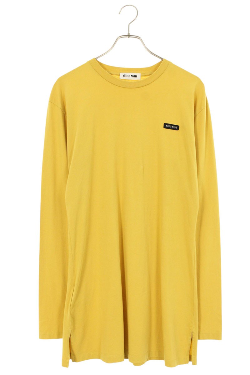 ミュウミュウ miumiu サイズ:M MJE15 ロゴワッペン長袖カットソー(イエロー)【109052】【FK04】【メンズ】【中古】bb127#rinkan...
