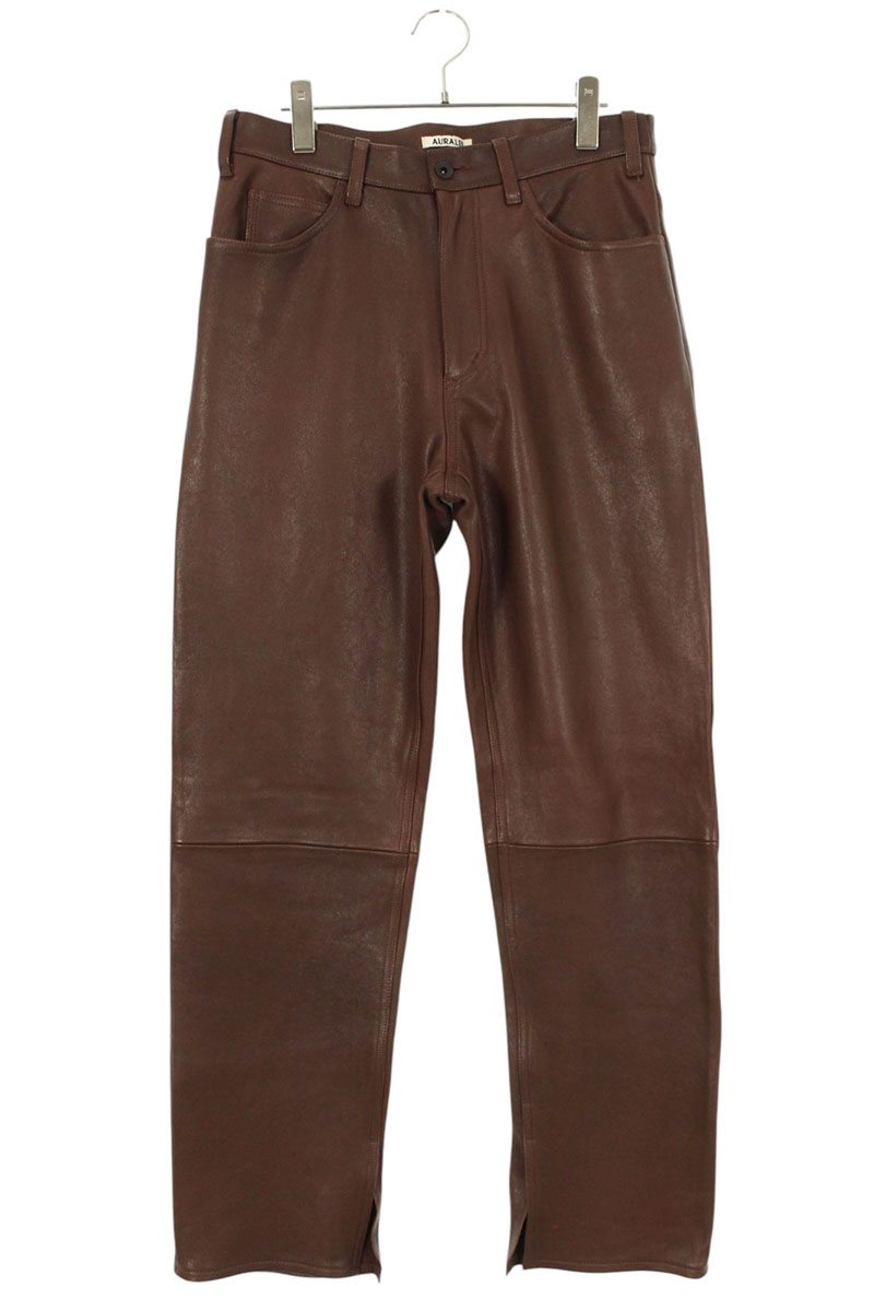 楽天RINKANオーラリー AURALEE　サイズ:4 A22AP01AL ラムレザーロングパンツ（ブラウン）【109052】【BS99】【メンズ】【中古】bb127#rinkan*B
