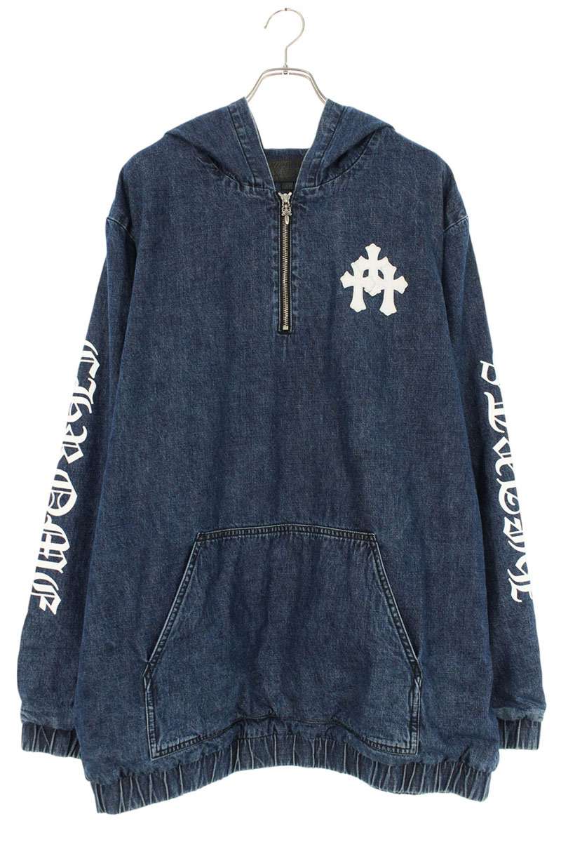 クロムハーツ Chrome Hearts サイズ:XL RUCKUS ハーフジップデニムアノラックパーカー(インディゴ×シルバー)【109052】【SJ02】【...