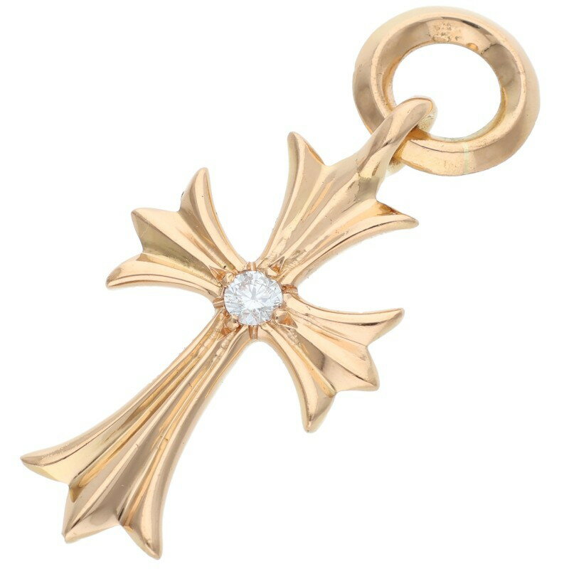 クロムハーツ Chrome Hearts　 22K TINY CH CROSS 1DIA タイニーCHクロス 1ダイヤ チャーム ゴールドネ..