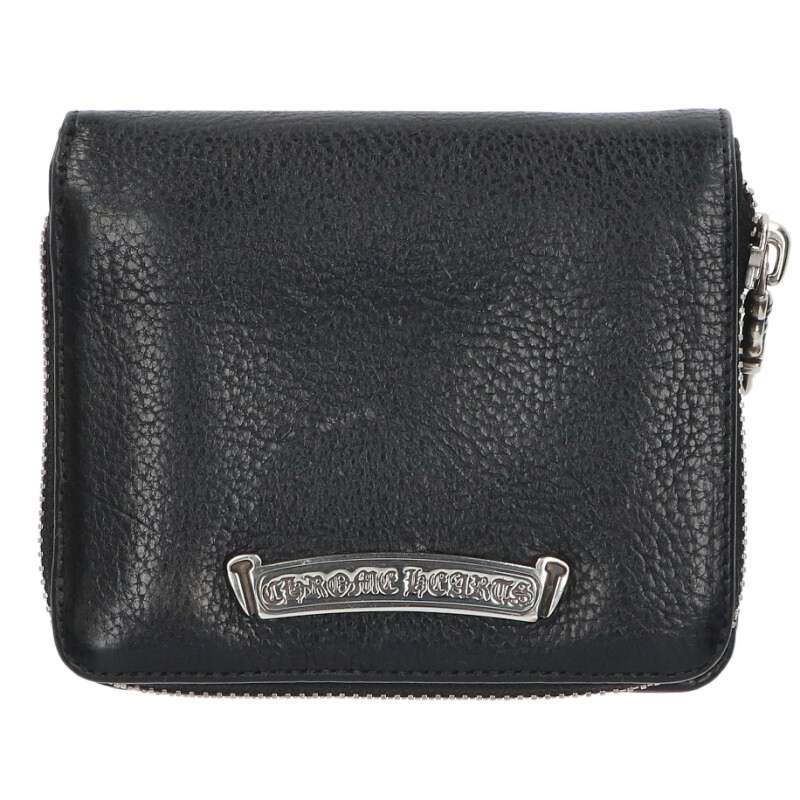 クロムハーツ Chrome Hearts SQ ZIP BILL スクエアジップビル ラウンドジップレザーウォレット財布(ブラック)【109052】【SJ02...