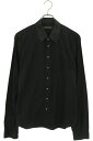 クロムハーツ Chrome Hearts サイズ:M BSフレアボタン 袖クロスパッチレザーカラー長袖シャツ(ブラック×シルバー)【509052】【GZ11】【メンズ】【中古】bb212#rinkan*D