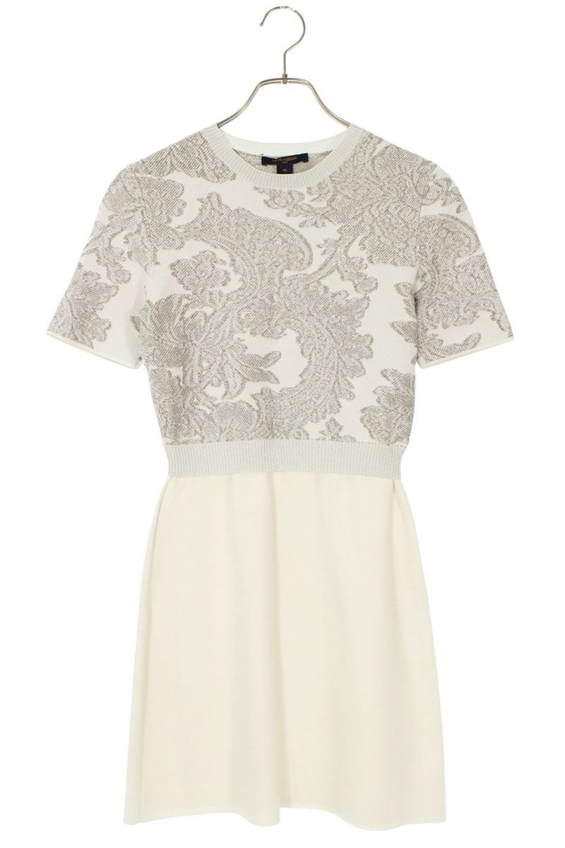 ルイヴィトン LOUISVUITTON サイズ:XS FEKD73HFY 総柄ニットワンピース(ホワイト)【709052】【BS99】【レディース】【中古】bb...