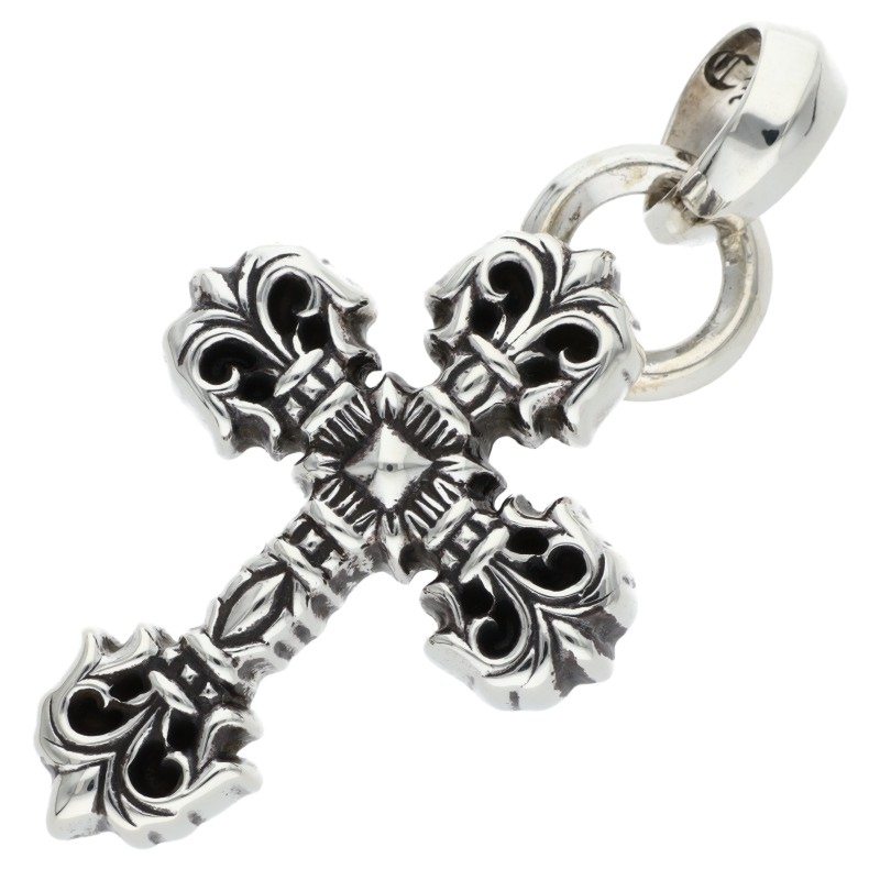 クロムハーツ Chrome Hearts　 FILIG CROSS-XSM W BALE フィリグリークロスXSベイル wベイル シルバーネックレストップ(シルバー 26.06g)【609052】【FK04】【小物】【中古】bb315#rinkan*B