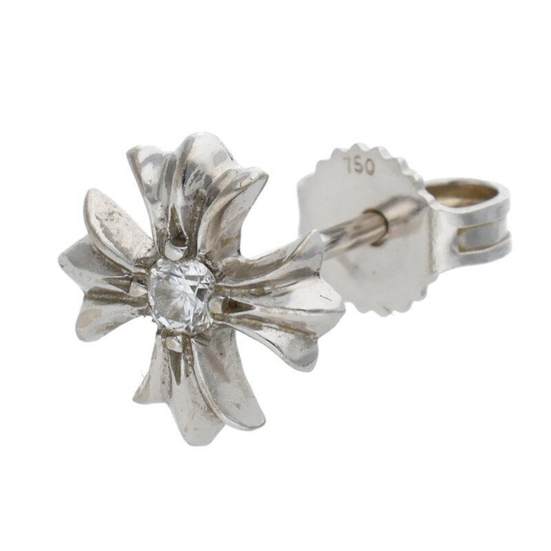 クロムハーツ Chrome Hearts 18K No2 CH PLS DIA 18KCHプラススタッド 1ダイヤ ホワイトゴールドピアス(ホワイトゴールド×...
