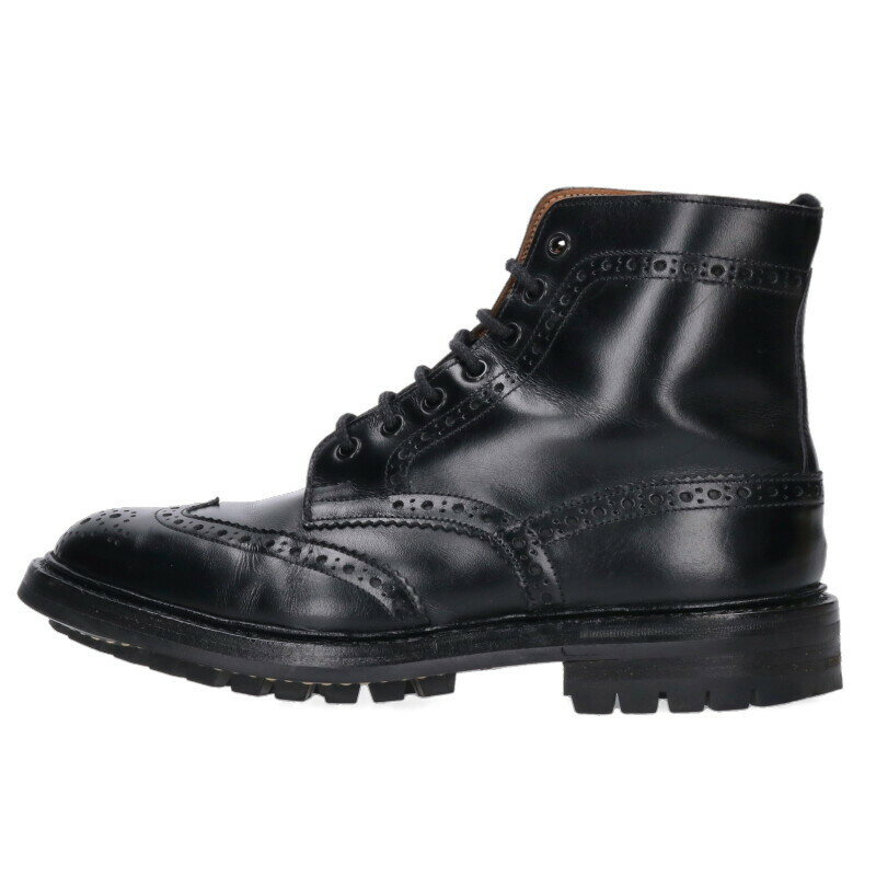 トリッカーズ Trickers　サイズ:8 M2508-C ウイングチップカントリーブーツ(ブラック)【319052】【BS99】【メンズ】【小物】【中古】bb187#rinkan*B