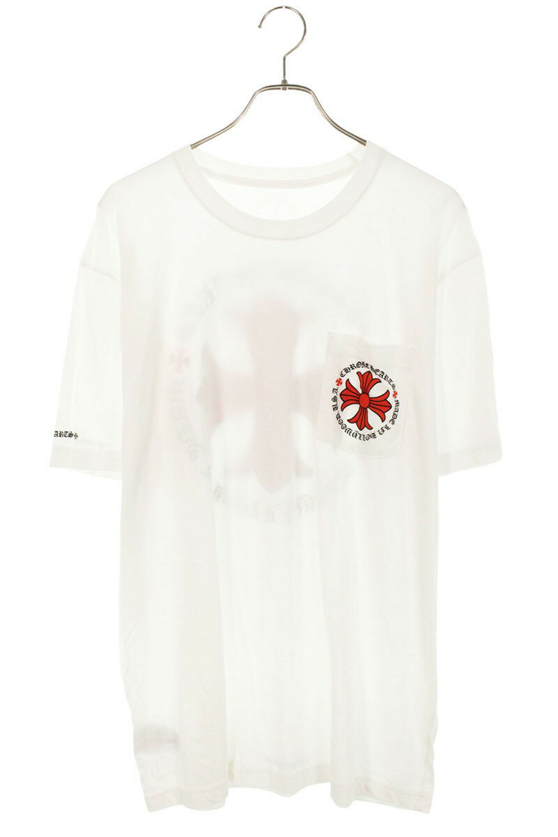 クロムハーツ Chrome Hearts　サイズ:XL CH T-SHRT 1 バックCHプラスプリントTシャツ(ホワイト×レッド)【319052】【FK04】【メンズ】【中古】bb17#rinkan*A