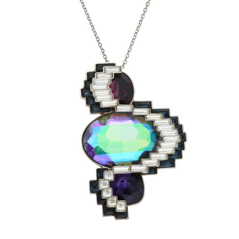 スワロフスキー SWAROVSKI　 5222341 ブローチ型チェーンネックレス(シルバー調 総重量42.42g)【920152】【BS99】【小物】【中古】bb205#rinkan*B(4)