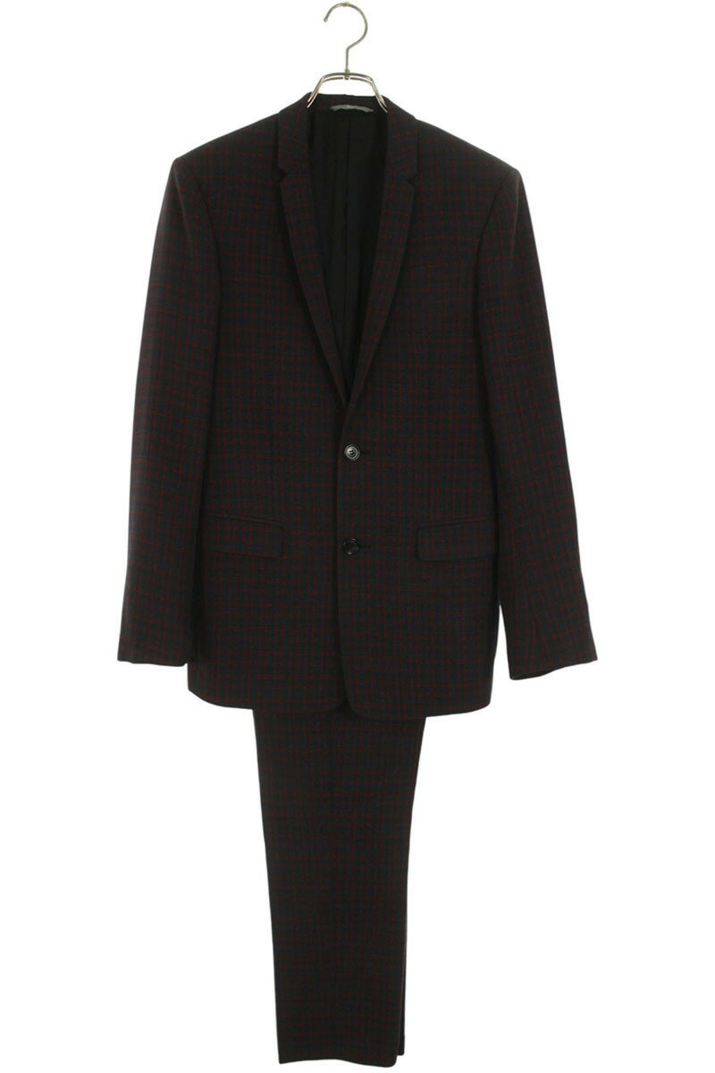 ディオールオム Dior HOMME サイズ:44 533C275A3406 433C107A3406 2Bウールテーラードチェック柄セットアップ(ネイビー調×レッド)【619052】【BS99】【メンズ】【中古】bb380#rinkan*B